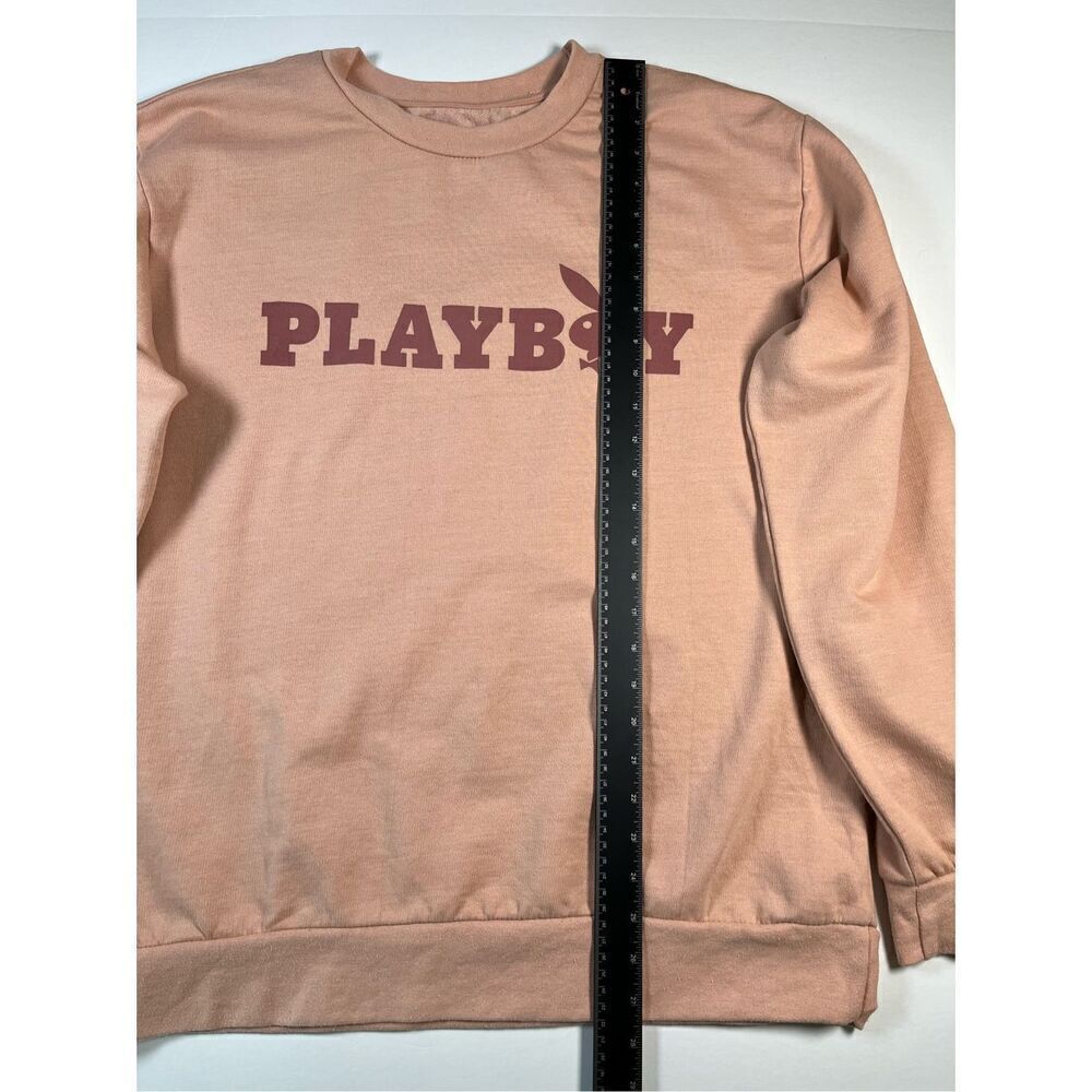 PLAYBOY Logo Front and Back Sweatshirt Crewneck Peach Oversized Women's XL EUC - Picture 5 of 8